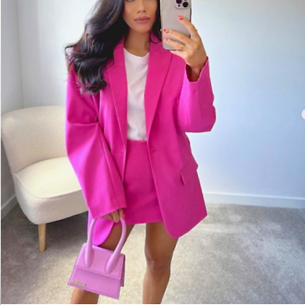 NEW Zara Strawberry Barbie Pink Oversized Blazer XL